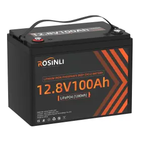 Rs-12v100ah-100a-basic Rosinli 12v 100ah Bci Group 24 Lifepo4 Battery Built In 100a Bms Max. 15000 Deep Cy
