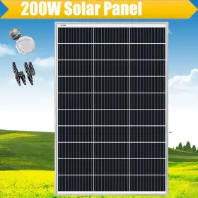 200w Saronic Ke200w 1t2t Zdq Solar Panel Mono 12v 200 Watt Battery Charger Power Home Off-grid Rv Car Us