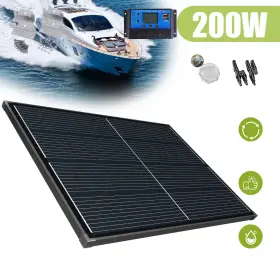 4pcsz Saronic Ke200wblack-1070 30 200w Watt Black Mono Solar Panel Kit 12v 195wbattery Charger Controller Rv Home