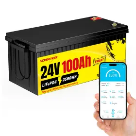 Sx24v100ahbt-522 Scremower 1-4pcs Lifepo4 Lithium 24v 100ah Battery Bluetooth Bms Rv Solar Panel Motor Boat