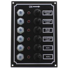 Seasense B004xadtgk 6-gang Led Switch Panel With Breakers And Rubber Boots 12v 40a