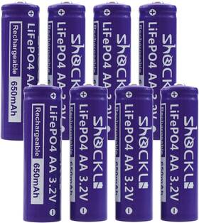 Shockli 313056350341 8- Pack Aa 3.2 Volts Lifepo4 650mah Rechargeable Battery Lithium Iron