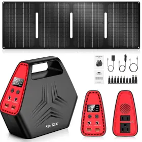 100w Sinkeu 662987374682 Portable Power Station Peak With 40w Foldable Solar Panel 146wh Portabl