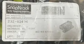 232-02496 Snapnrack 200 10 Packs Of 20 Spacer 38mm