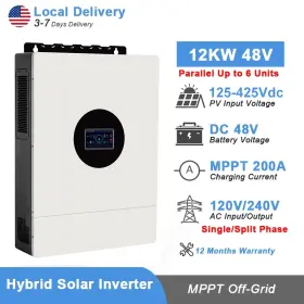 Fu12-248pc Solarcore 12kw 48v Split Phase Hybrid Solar Inverter 110v/220vac 200a Mppt Controller Usa