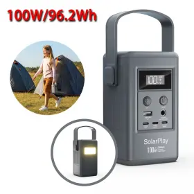 Q100 Solarplay 96wh Portable Power Station With 5 Outlets 3 Type-c 1 Type-a Dc