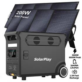 Solarplay Q3600 Portable Power Station 3600w&3840wh Lifepo4 Battery With 2x200w Solar Pane