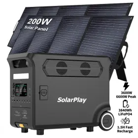3840wh Solarplay Q3600 Portable Power Station 3600w&3840wh Lifepo4 Battery With 2x200w Solar Pane