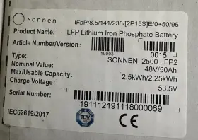 Lfp2 Sonnen New 2500 Solar Lithium Iron Phosphate Battery 48v 50ah 2.5kw