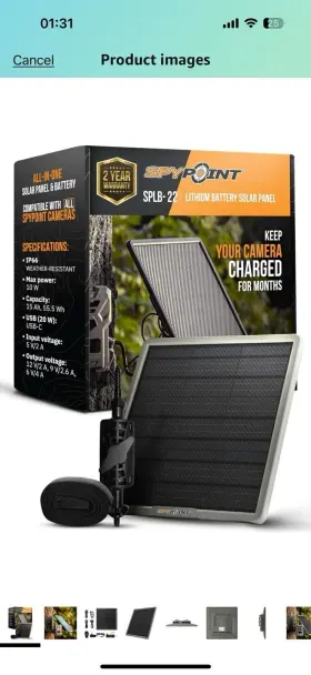 Splb-22 Spypoint Solar Panel For Trail Camera With Internal Battery