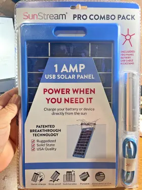 Sun Stream 096962316884 Solar Panel-rugged-charges Phones/tablets/computers Etc- Micro Usb Connection