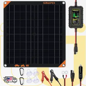 Sunapex 717325417924 20w Flexible Solar Battery Charger Maintaine With Mppt Charge Controller