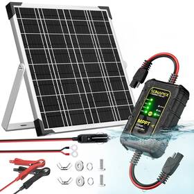 Sunapex 717325419027 12v Solar Battery Charger 25w Waterproof Panel Kit- Aluminum T