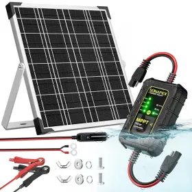 Sunapex 717325419027 12v Solar Battery Charger 25w Waterproof Panel Kit- Aluminum T