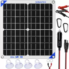Sunapex 884017342885 20w Solar Panel Car Battery Trickle Charger Maintainer 12v Portable