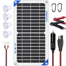 Sunapex 884017350033 10w 12v Solar Panel Car Battery Charger 12 Volt Waterproof Powered Batt