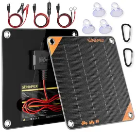 Sa-rx5w-bk Sunapex 5w Solar Trickle Charger Maintainer 12v Powered Battery For Car