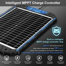Suner Power 008678886599 20w 12v Solar Battery Trickle Charger Built-in Intelligent - Navy