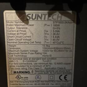 Suntech Stp185s-24/adb1 185w Monocrystalline Solar Panel 1580x808x35mm