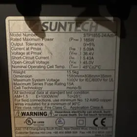Stp185s-24 Suntech Stp185s-24/adb1 185w Monocrystalline Solar Panel 1580x808x35mm