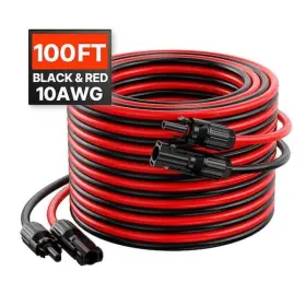 Tyndcbyzxsx1pdf6zy3-v218 Svopes 100 Ft Solar Panel Extension Cable 10awg Mc4 Waterproof Black/red