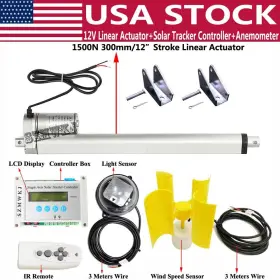 Nstyw300 Szmwkj Lcd Single Axis Solar Panel Tracker - 12v 12 Inch 1500n Linear Actuator Anemometer