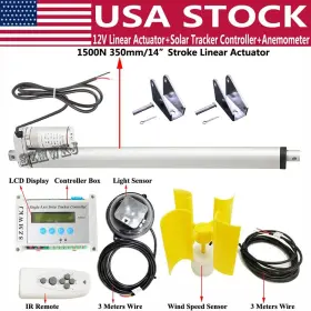 Nstyw350 Szmwkj Single Axis Solar Tracker With Dc12v 14 Inch Linear Actuator Anemometer Controller Kit