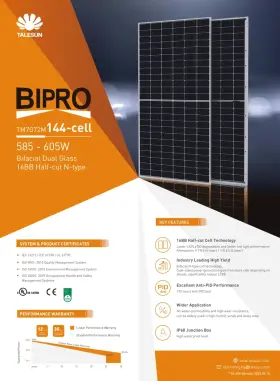 Tm7g72m Talesun 585w Bifacial Solar Panel N-type Dual Glass