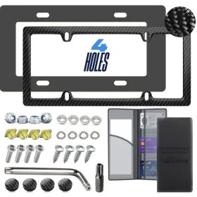 Tansoseni 198715762877 100% Real Carbon Fiber License Plate Frame Rattle Proof Sleek Lightweight