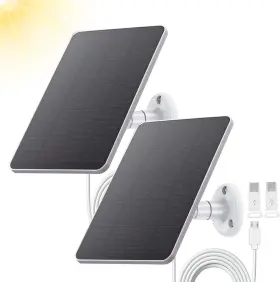 Tekcam 313048751743 2 Pack Solar Panel 4w 5v With 10ft Cable For Wyze Battery Cam Pro Outdoor Use