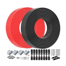 Mc4x6-b Temank R-100 10awg Solar Panel Extension Cable 100 Ft Black And Feet Red 10 Gauge Sol
