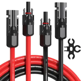 Mc4x6-br-15-mf2 Temank Pow-spanner 10awg Solar Extension Cable 50ft Red And Black Both End With Universal C