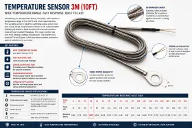 Ntc100k-ss-wc10 Thermomart Engine Watchdog Temperature Sensor Probe Ntc 100k Ss Braided Washer Type 10mm