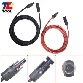 Tl3030662 Tool Library 1-pair 10ft Black Red 12awg Solar Panel Extension Cable Wire Connector