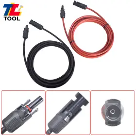 Tl3030828 Tool Library 1 Pair 12awg 15ft Black Red Solar Panel Extension Cable Wire Connector