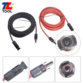 Tl3032322 Tool Library 1 Pair 10awg Black Red Solar Panel Extension Cable Wire Connector