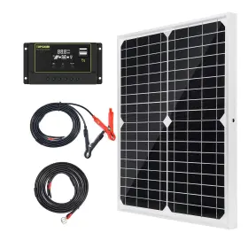 Topsolar 736256963690 Solar Panel Kit 20w 12v Monocrystalline With 10a Charge Contro