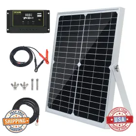 B0cscqkj32 Topsolar 30w 12v/24v Solar Panel Kit Monocrystalline Battery Trickle Charger Mai