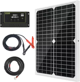 T02p20c10bw0.83-1 Topsolar Solar Panel Kit 20w 12v Monocrystalline With 10a Charge Controlle