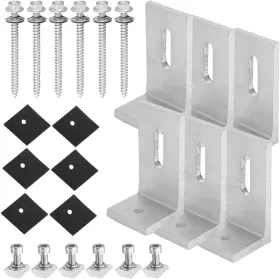 Totitom 771473953796 6 Pack Solar Mount L-bracket With Hardware Aluminum Alloy Photovoltaic Pa