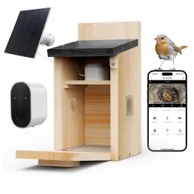 Q36d Tt-fopett Solar Bird House With Camera 1080p Hd Wooden Smart Nest Powered
