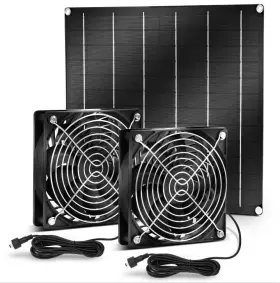 Ipx7 Ttnde 768771221986 Solar Powered Fan 15w Panel With Two Waterpr