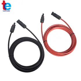Tr36516 Turitrade 1 Pair 12awg 15ft Solar Panel Extension Cable Wire Connector Black Red