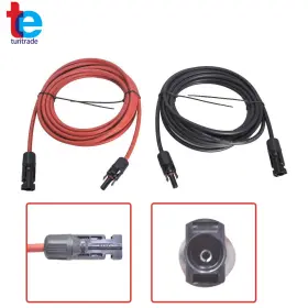 Tr36520 Turitrade 25 Feet 1 Pair Black Red 12awg Solar Panel Extension Cable Wire Connector