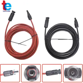 Tr36522 Turitrade 1pair Black Red 30ft 12awg Solar Panel Extension Cable Wire Connector