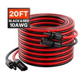 Uimoso 199413555402 20ft Solar Panel Extension Wire With Female& Male Connectors 10awg 1 Pair