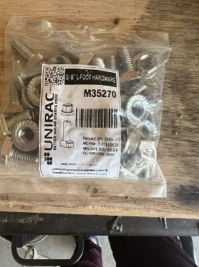 M35270 Unirac 20pk L-foot Hardware And Nut 3/8 Inch