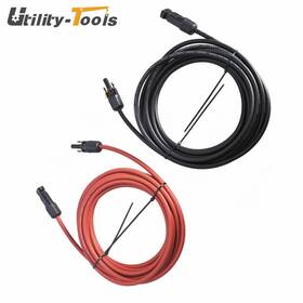 Utility-tools Ut2519880 1 Pair Black Red 25 Feet Solar Panel 12awg Extension Cable Wire Connector