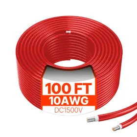 Vevor 197988121060 100ft Solar Panel Extension Cable 10awg Waterproof Pv 6mm Red