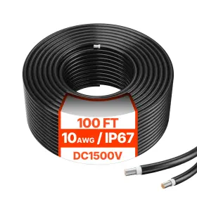 Vevor 197988124207 100ft Solar Panel Extension Cable 10awg Waterproof Pv 6mm Black
